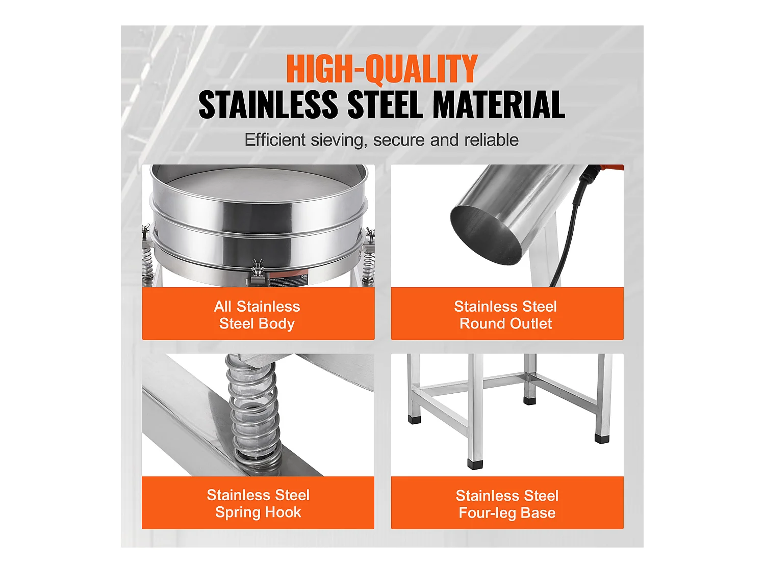 Tamis à Farine SucceBuy Machine de Tamisage Vibrante Électrique, Équipée d'un Tamiseur Automatique à Mailles 40 + 100