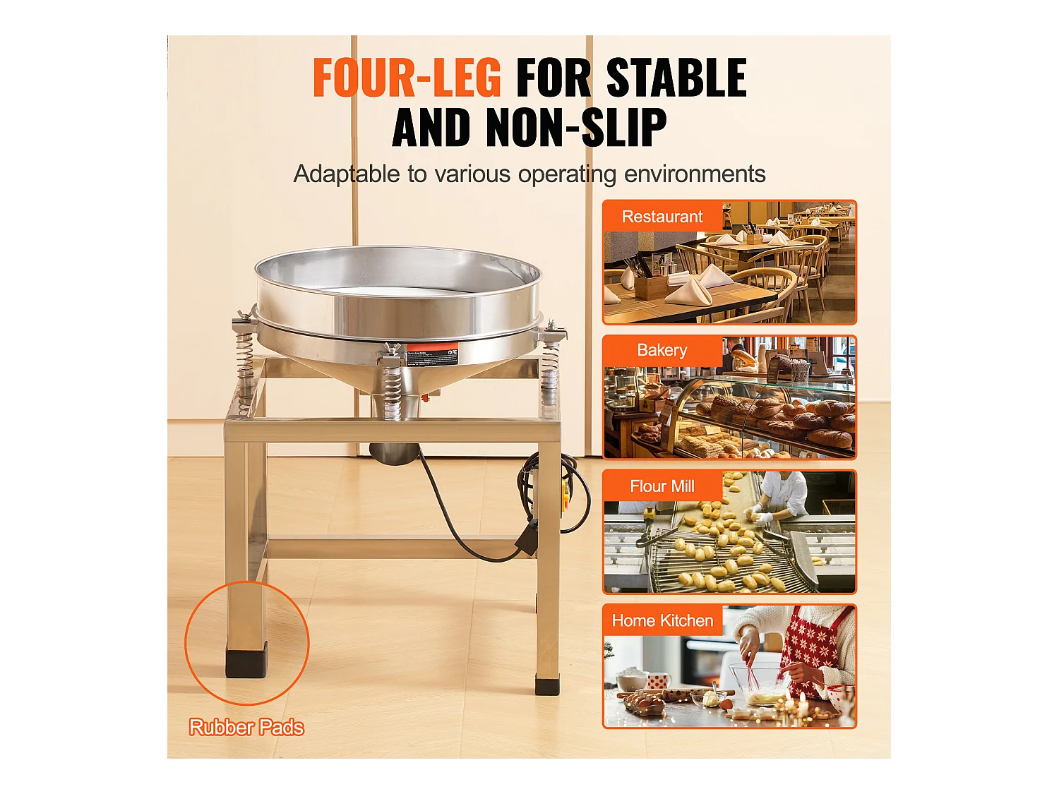 Tamis à Farine SucceBuy Machine de Tamisage Vibrante Électrique, Équipée d'un Tamiseur Automatique à Mailles 40 + 100