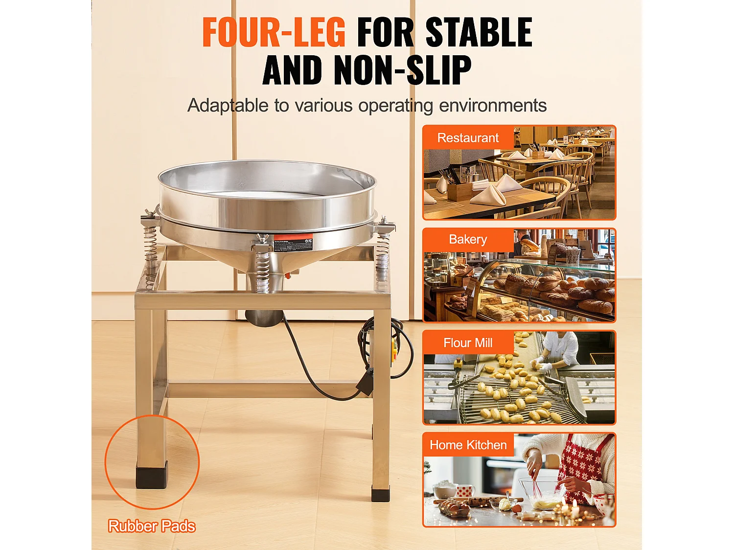 Tamis à Farine SucceBuy Machine de Tamisage Vibrante Électrique, Équipée d'un Tamiseur Automatique à Mailles 40 + 100