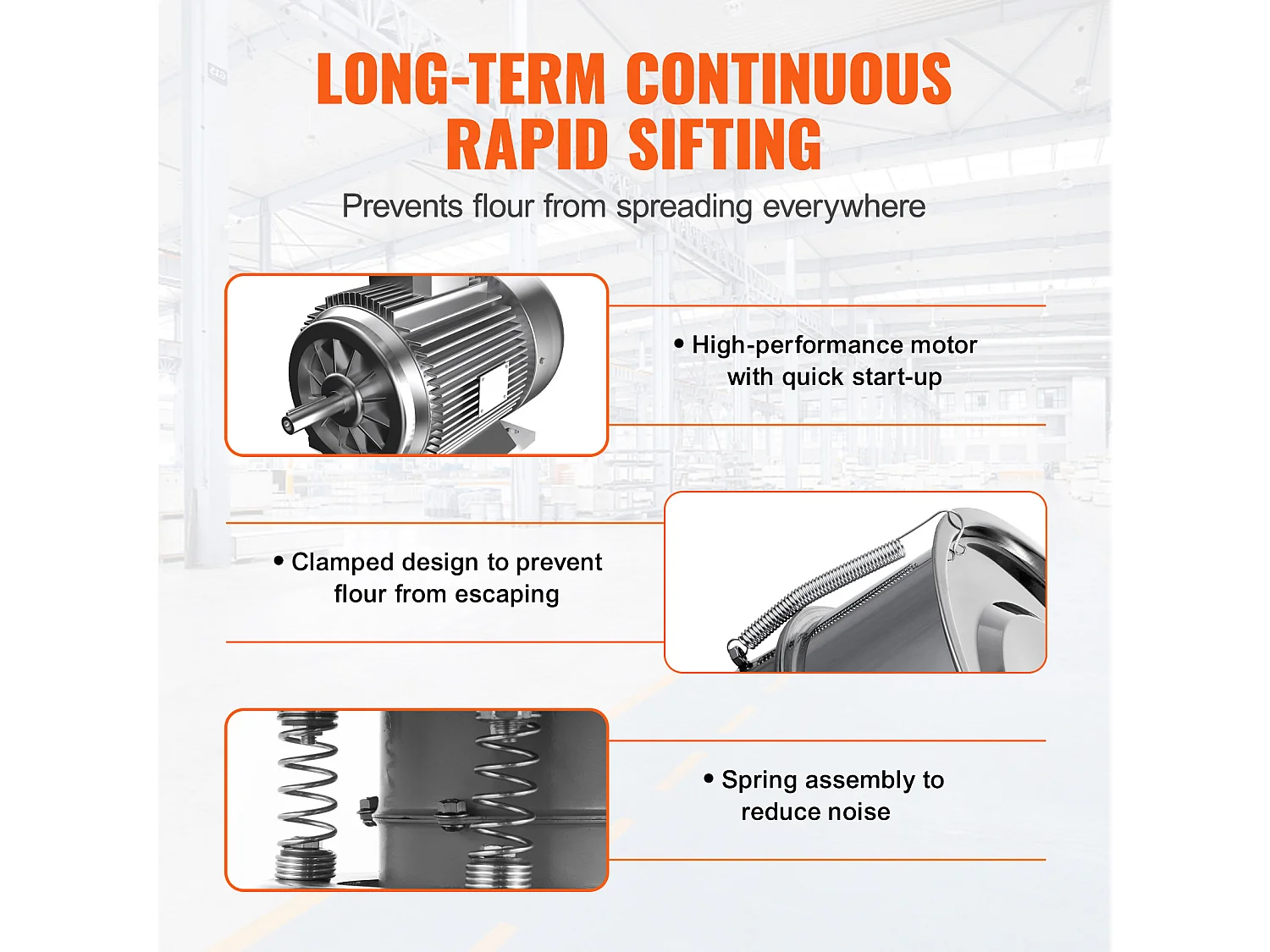 Tamis à Farine SucceBuy Machine de Tamisage Vibrante Électrique, Équipée d'un Tamiseur Automatique à Mailles 40 + 100