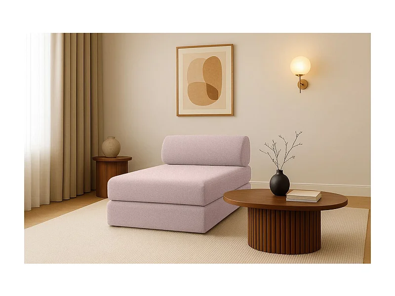 Méridienne modulable et convertible - Tissu lisse - Rose