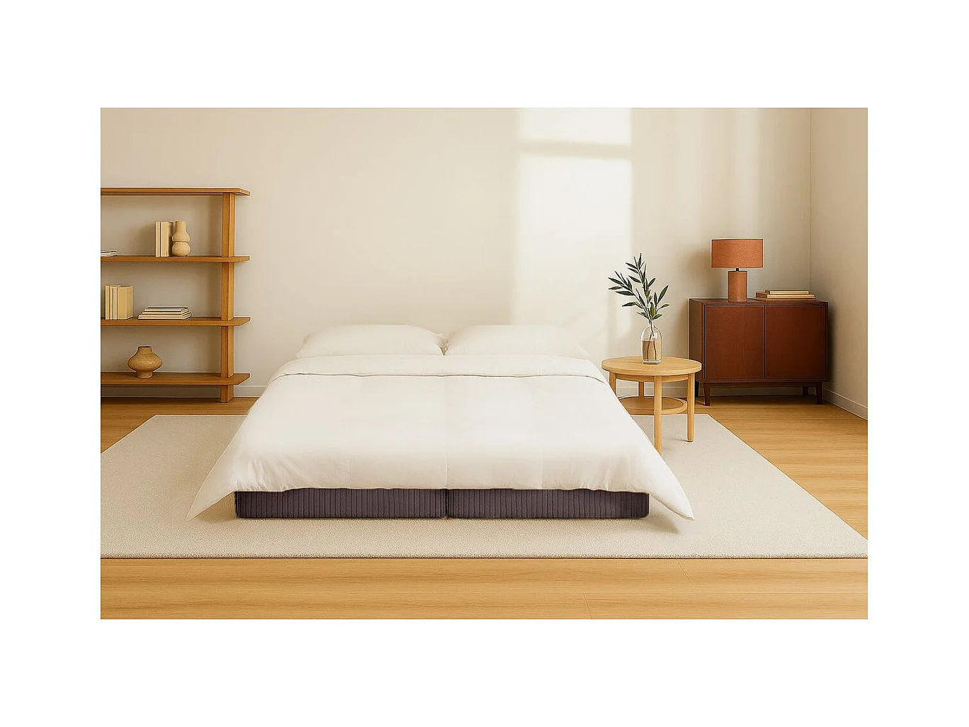 Méridienne modulable et convertible - Velours côtelé - Marron