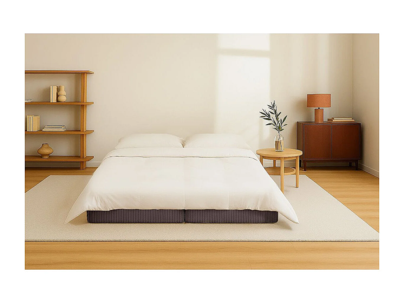 Méridienne modulable et convertible - Velours côtelé - Marron