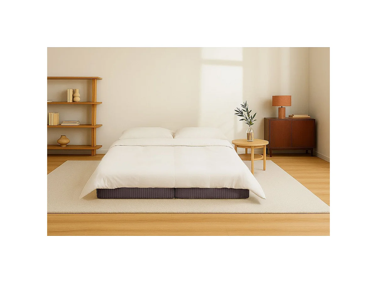 Méridienne modulable et convertible - Velours côtelé - Marron