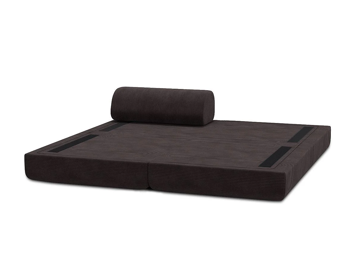 Méridienne modulable et convertible - Velours côtelé - Marron