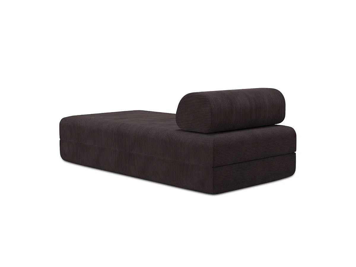 Méridienne modulable et convertible - Velours côtelé - Marron