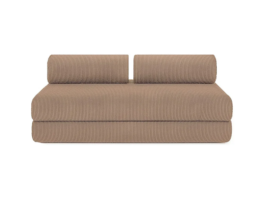 Canapé d'angle modulable et convertible 4 places - Velours côtelé - Taupe