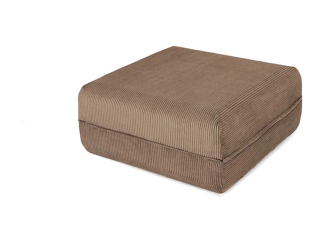 Canapé d'angle modulable et convertible 4 places - Velours côtelé - Taupe