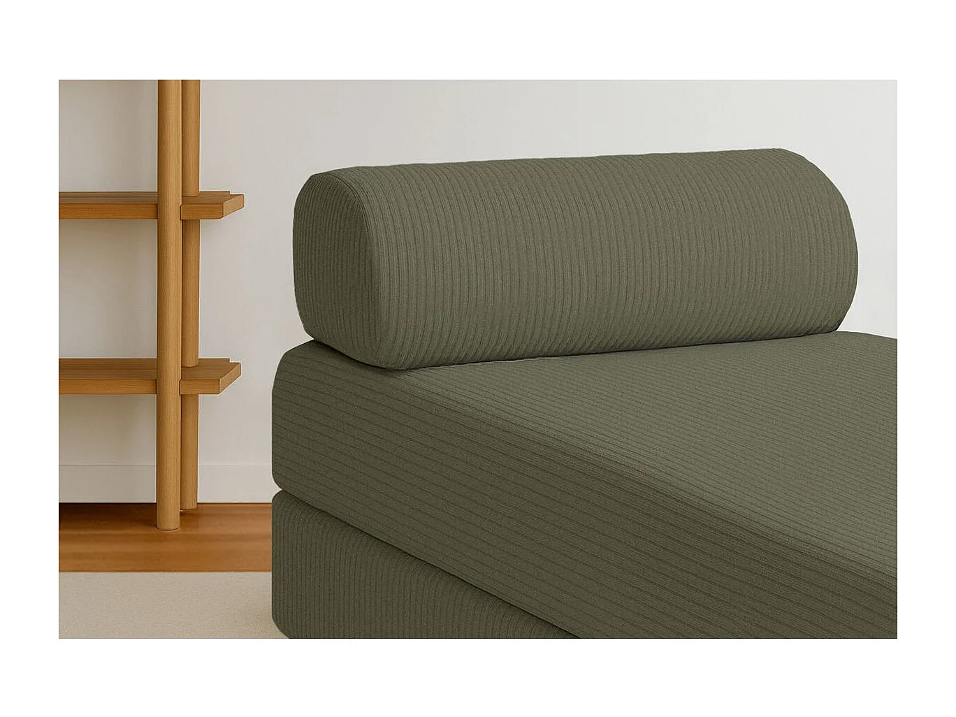 Méridienne modulable et convertible - Velours côtelé - Vert