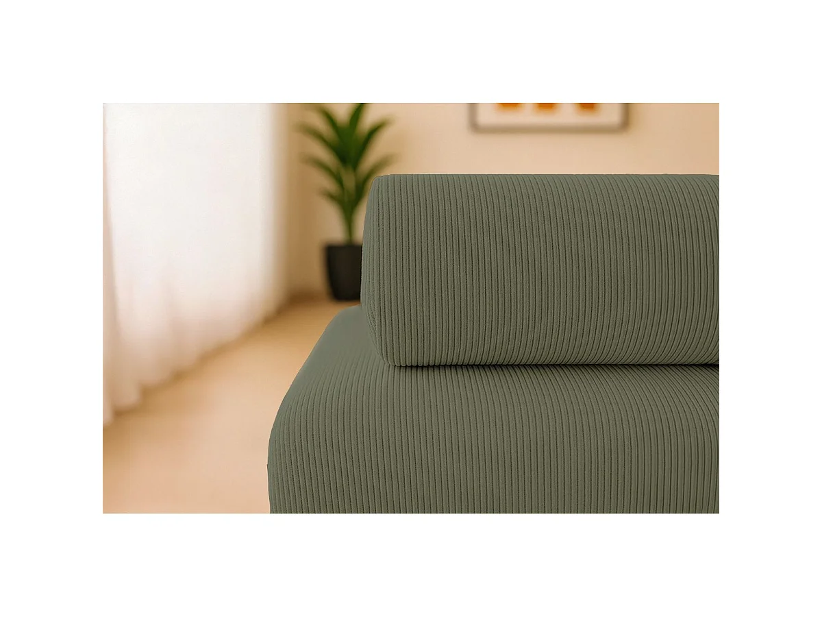 Méridienne modulable et convertible - Velours côtelé - Vert