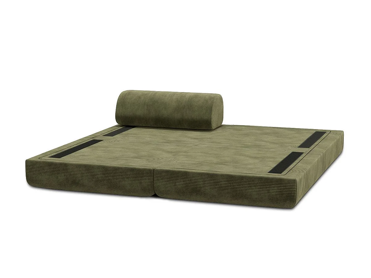 Méridienne modulable et convertible - Velours côtelé - Vert