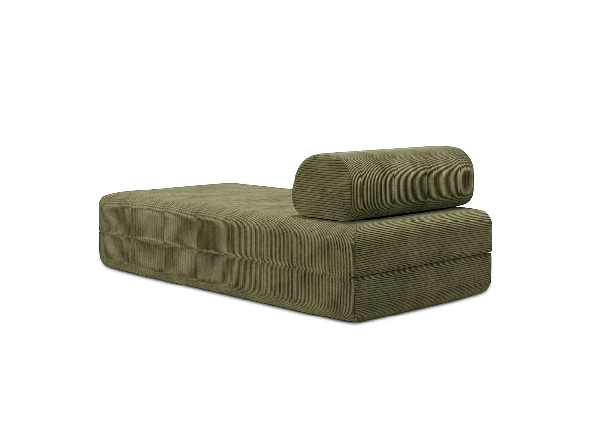 Méridienne modulable et convertible - Velours côtelé - Vert
