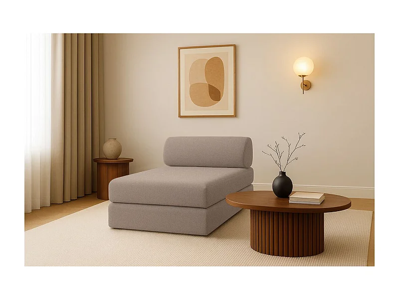 Méridienne modulable et convertible - Tissu lisse - Marron