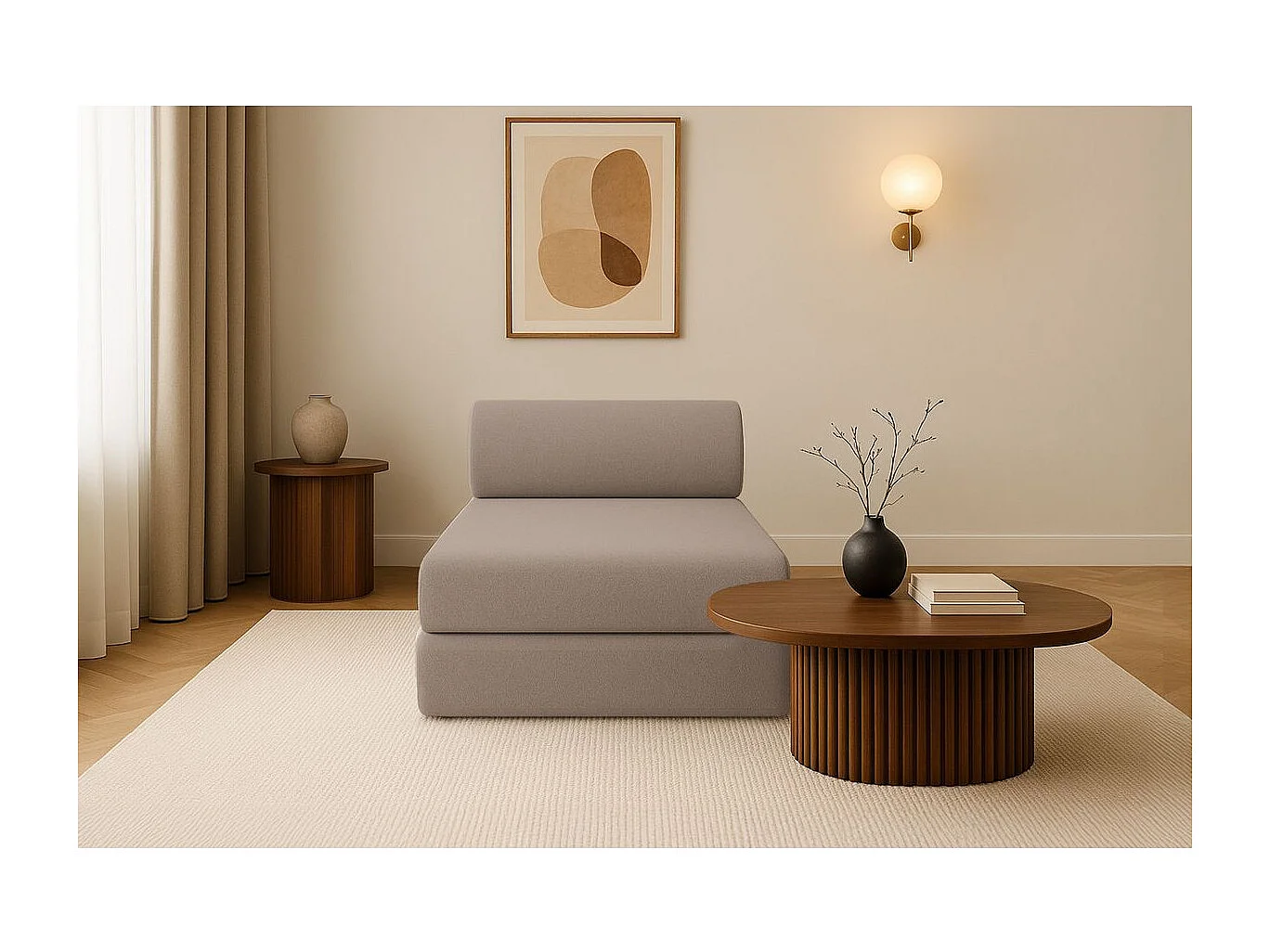 Méridienne modulable et convertible - Tissu lisse - Marron