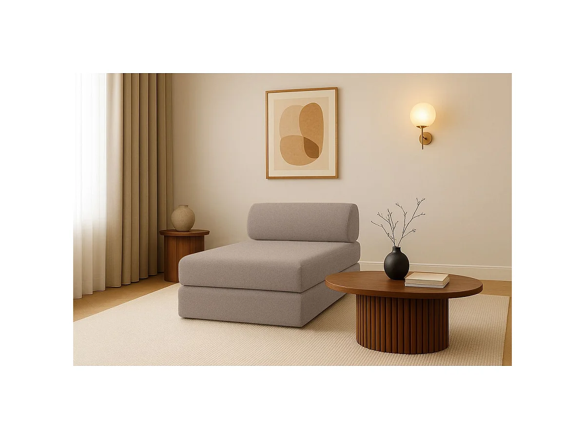 Méridienne modulable et convertible - Tissu lisse - Marron