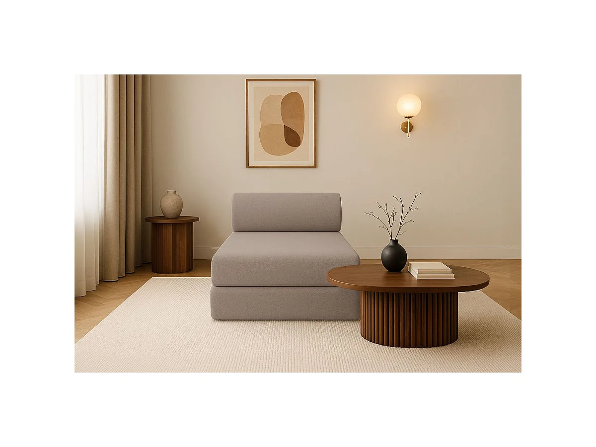 Méridienne modulable et convertible - Tissu lisse - Marron