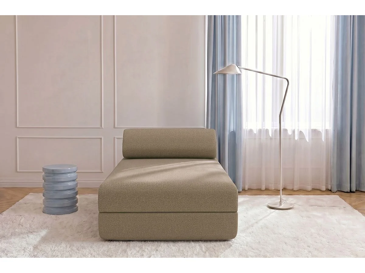 Méridienne modulable et convertible - Tissu lisse - Marron