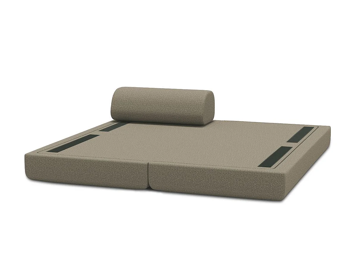 Méridienne modulable et convertible - Tissu lisse - Marron