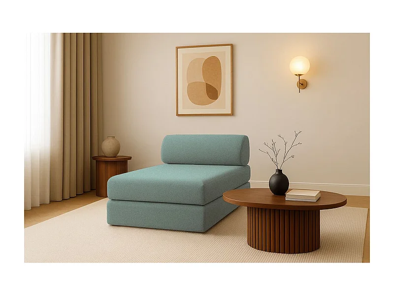 Méridienne modulable et convertible - Tissu lisse - Bleu vert