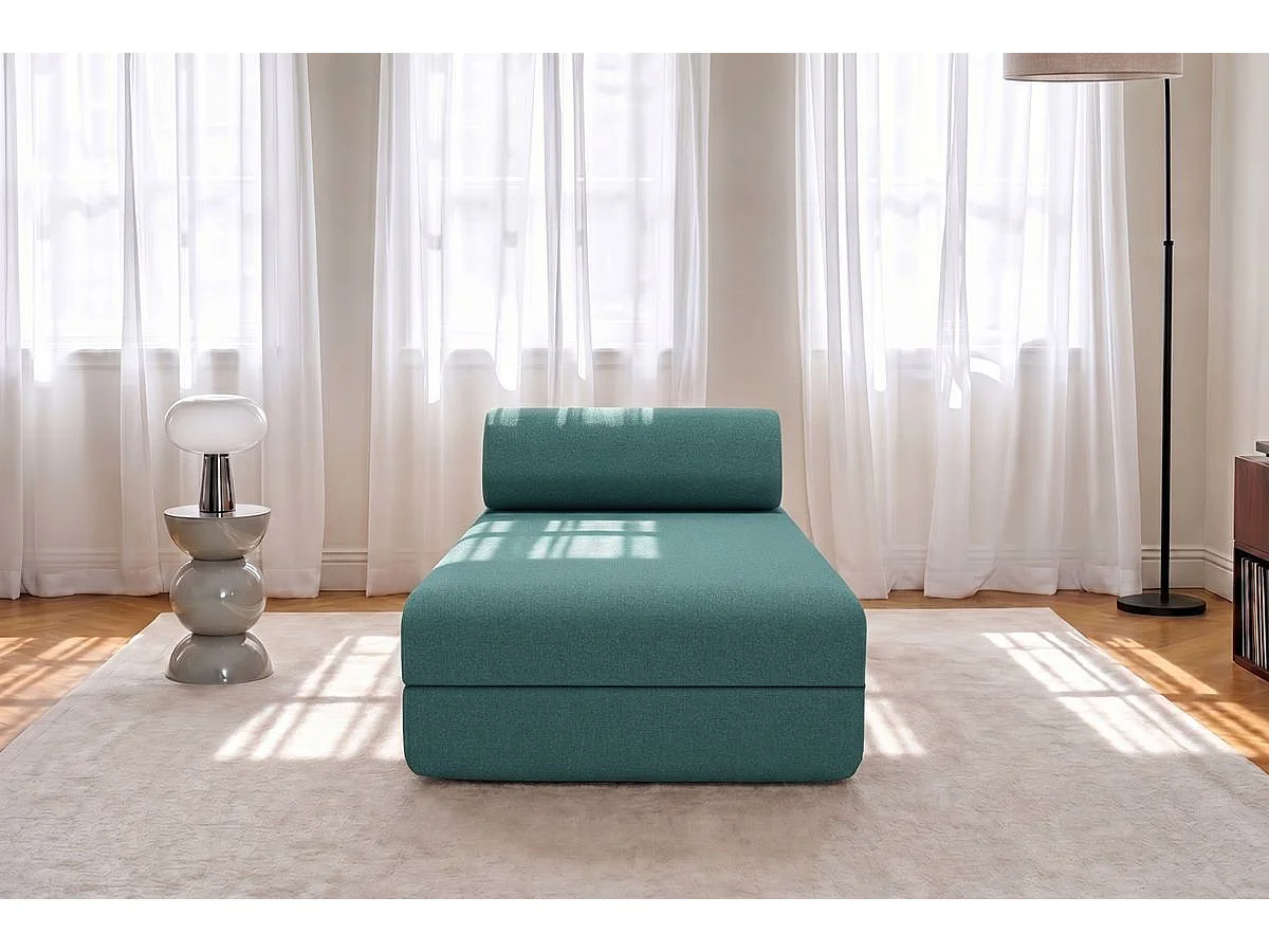 Méridienne modulable et convertible - Tissu lisse - Bleu vert