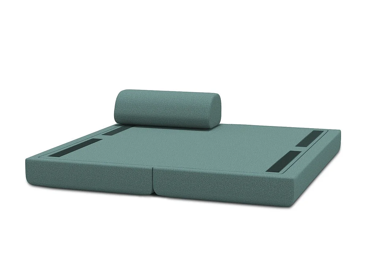 Méridienne modulable et convertible - Tissu lisse - Bleu vert
