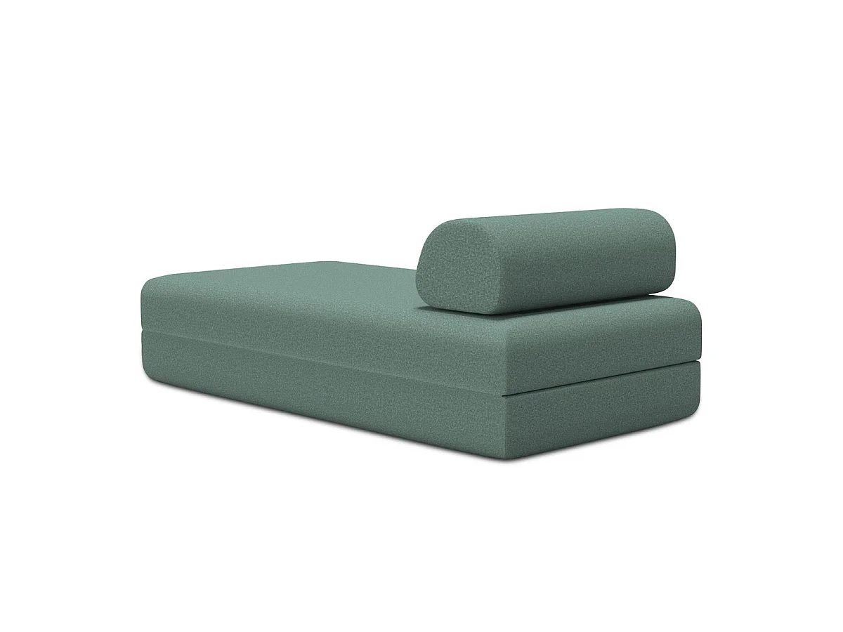 Chaise longue convertible en tejido liso verde.