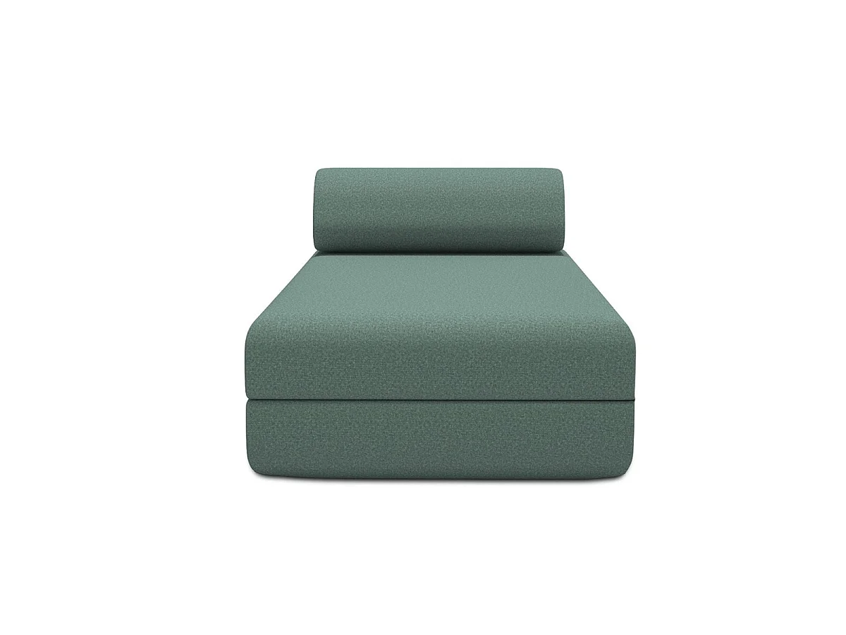 Chaise longue convertible en tejido liso verde.