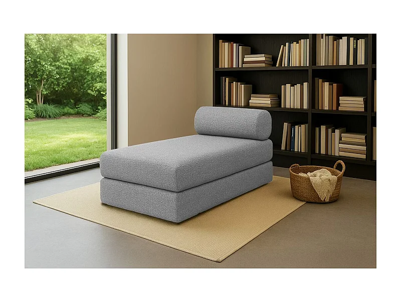 Méridienne modulable et convertible - Tissu tweed - Gris