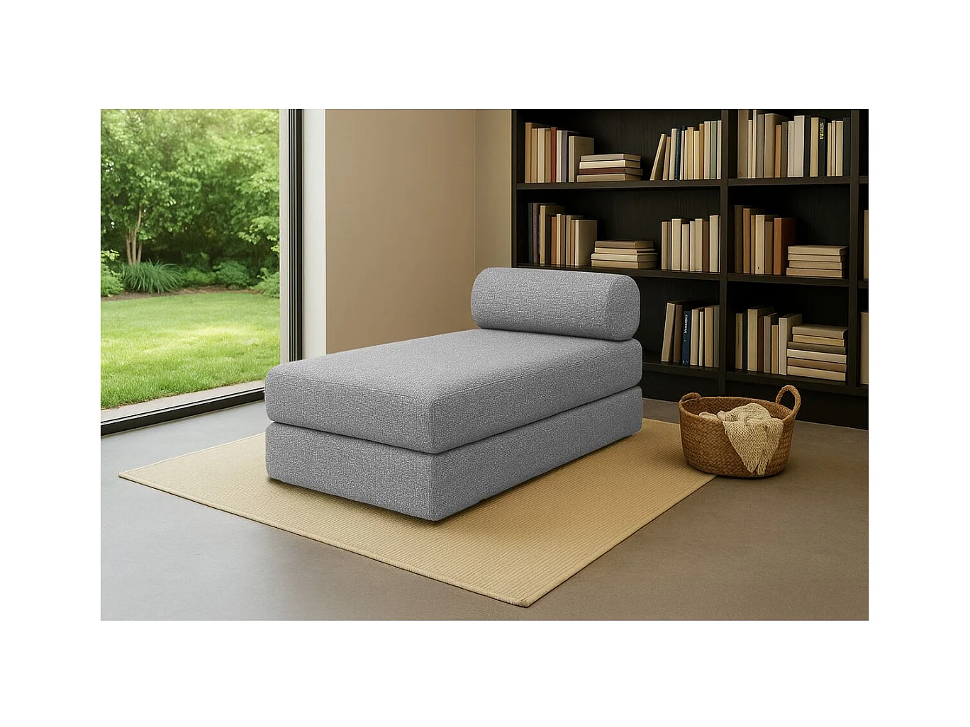 Méridienne modulable et convertible - Tissu tweed - Gris