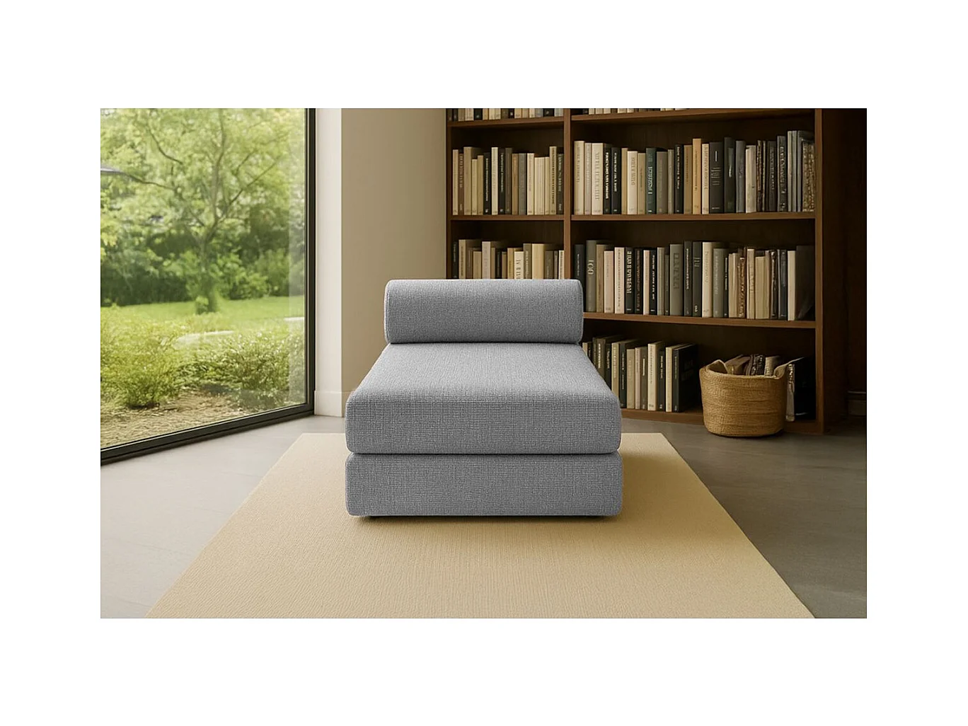 Méridienne modulable et convertible - Tissu tweed - Gris