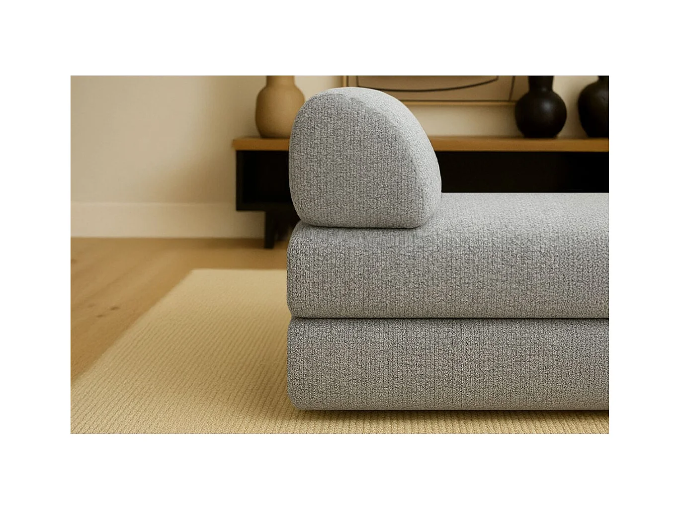 Méridienne modulable et convertible - Tissu tweed - Gris