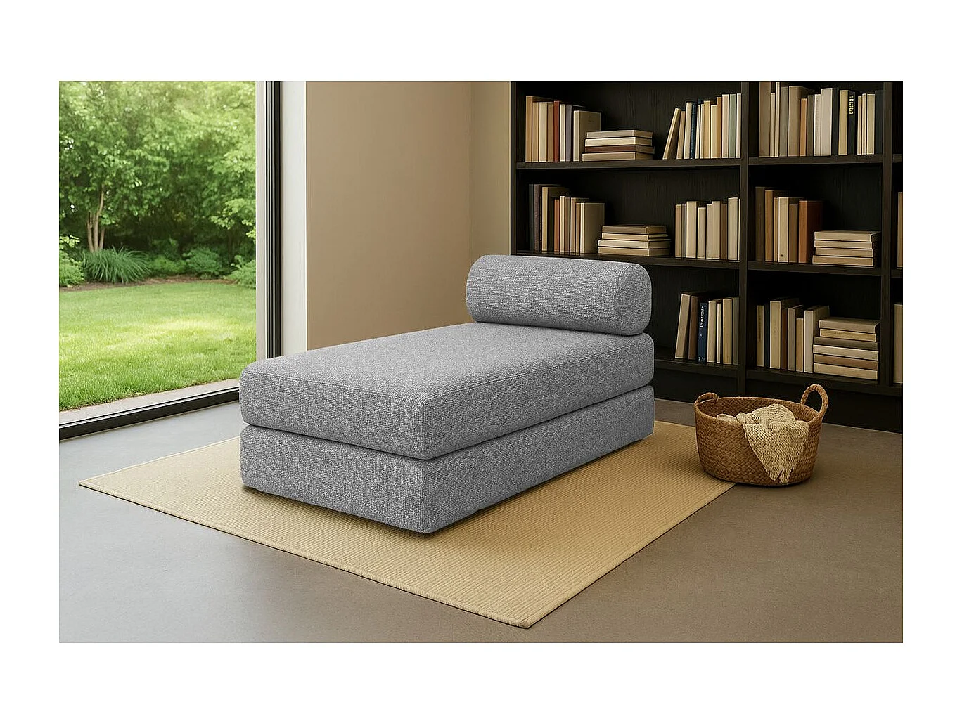 Méridienne modulable et convertible - Tissu tweed - Gris