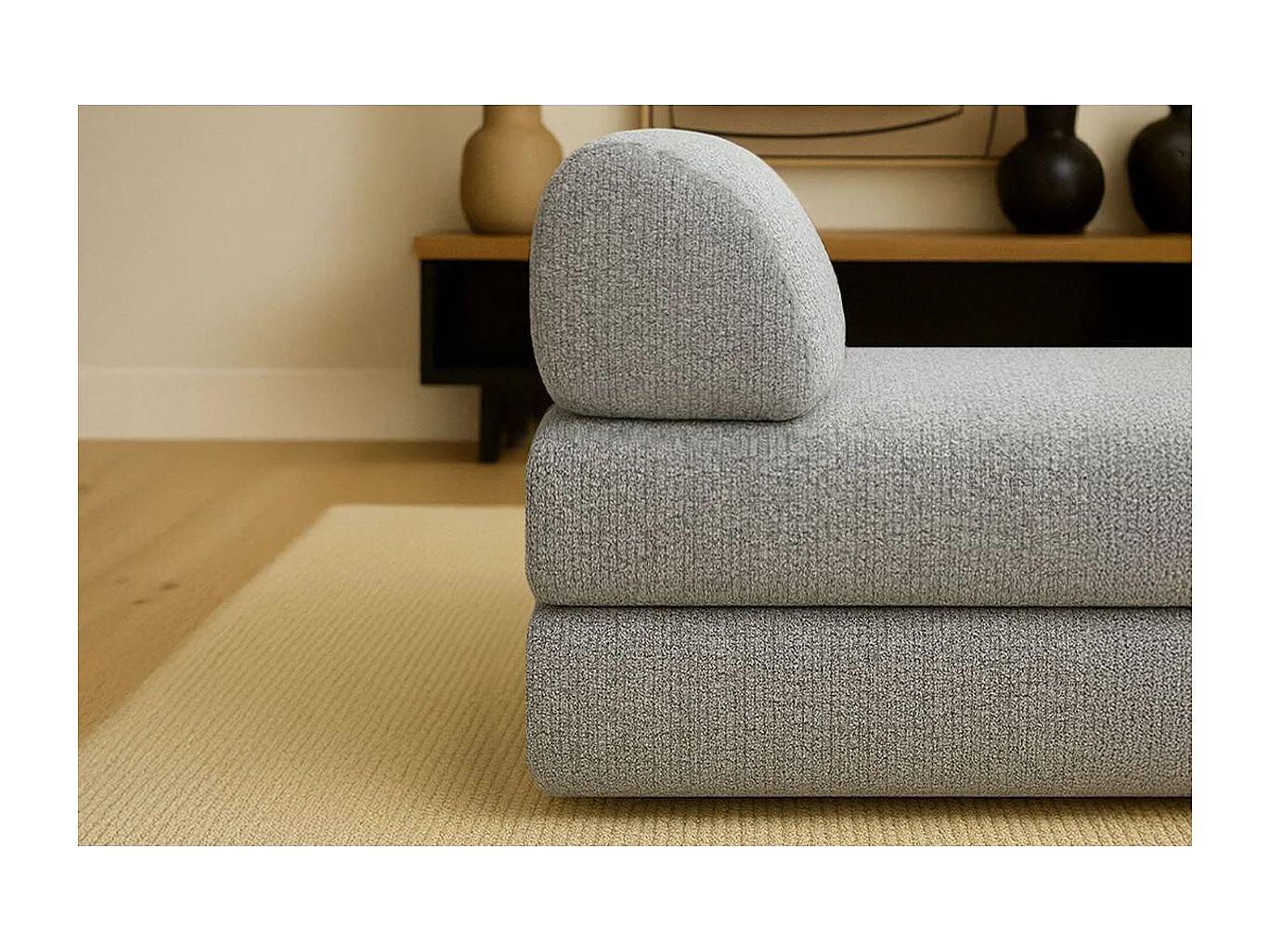 Méridienne modulable et convertible - Tissu tweed - Gris