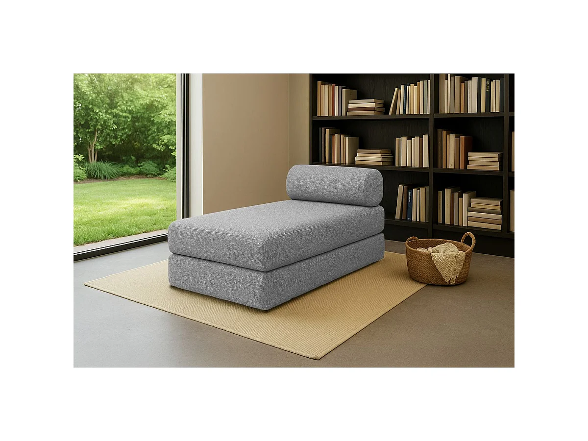 Méridienne modulable et convertible - Tissu tweed - Gris