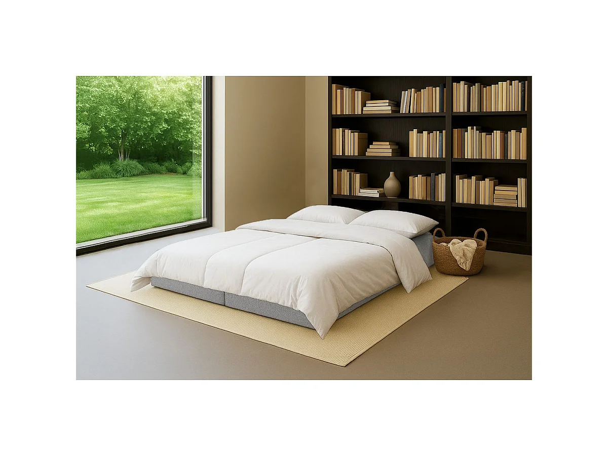 Méridienne modulable et convertible - Tissu tweed - Gris