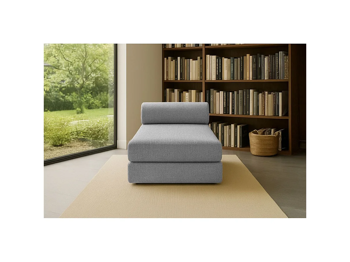 Méridienne modulable et convertible - Tissu tweed - Gris