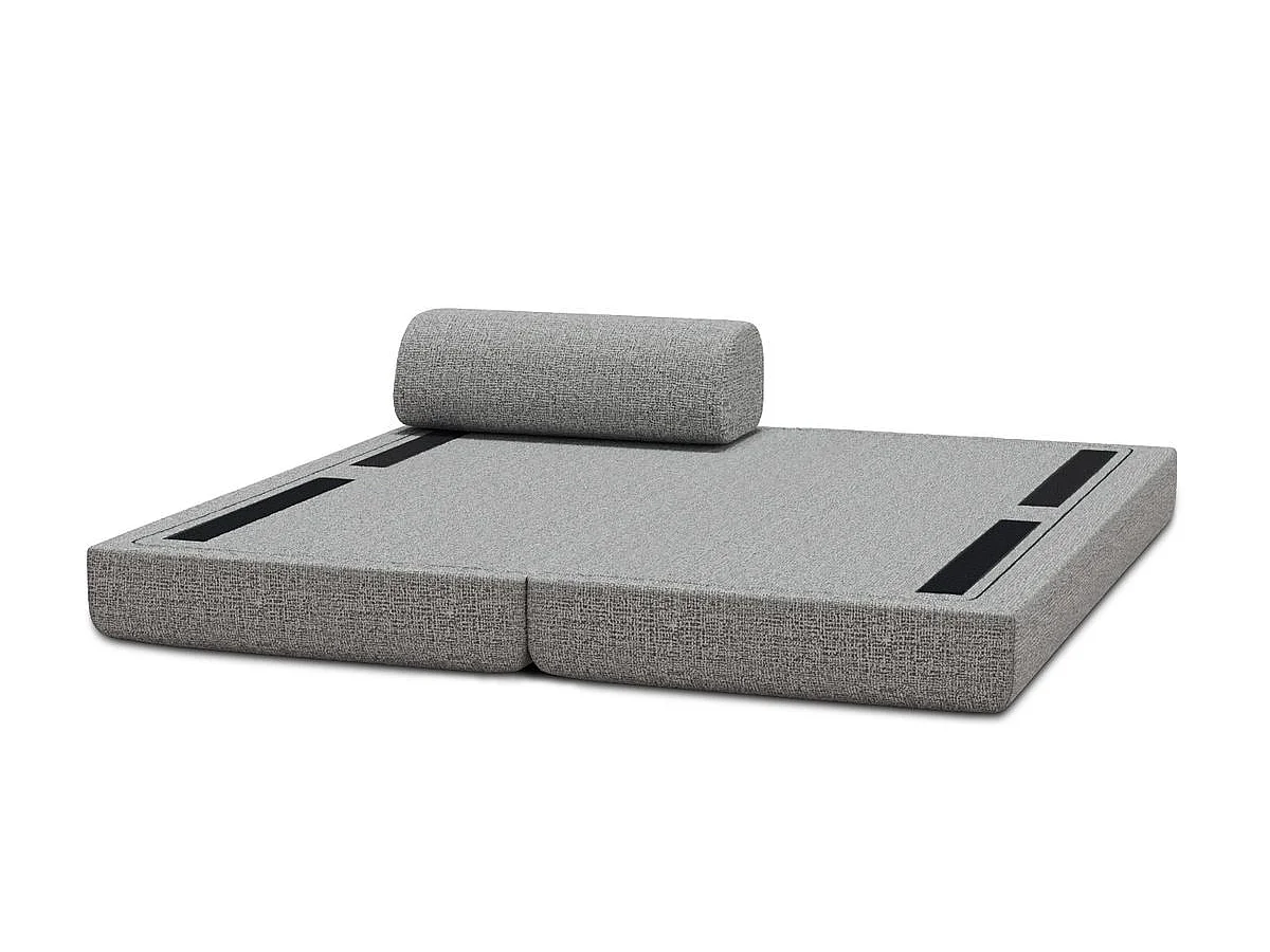 Méridienne modulable et convertible - Tissu tweed - Gris