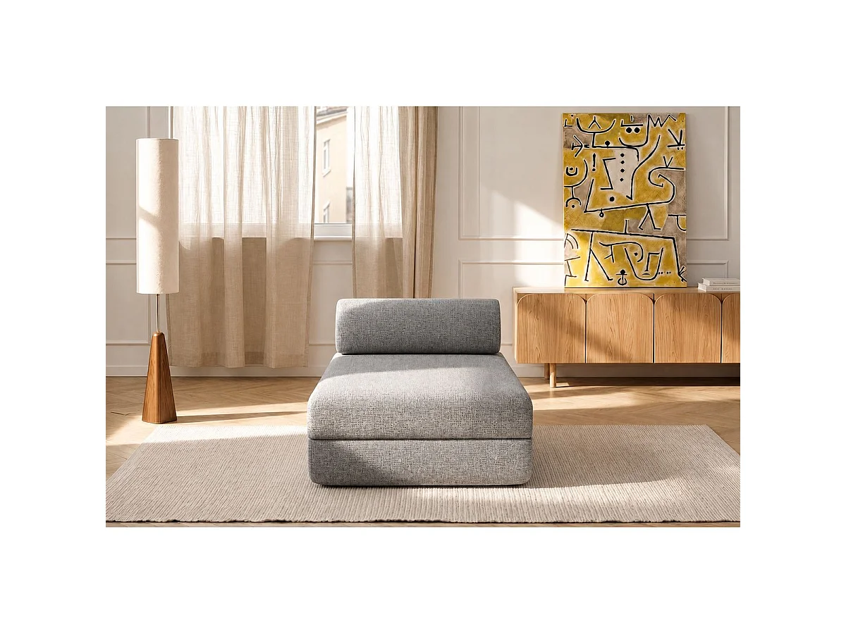 Chaise longue convertible de tweed gris