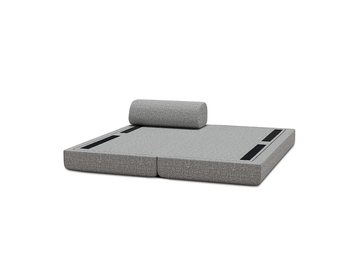 Chaise longue convertible de tweed gris