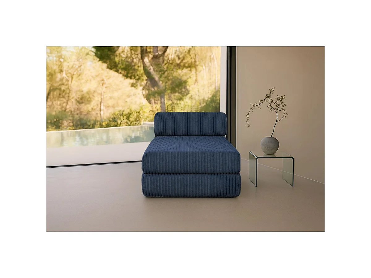 Méridienne modulable et convertible - Velours côtelé XL - Bleu