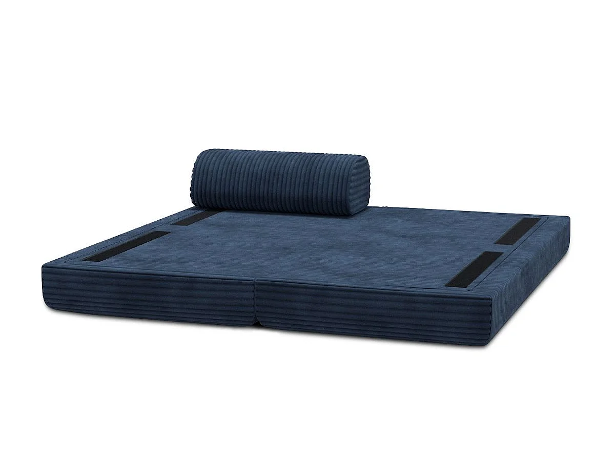 Méridienne modulable et convertible - Velours côtelé XL - Bleu