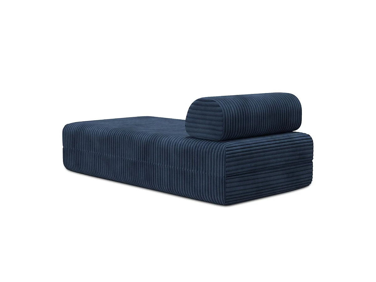 Méridienne modulable et convertible - Velours côtelé XL - Bleu