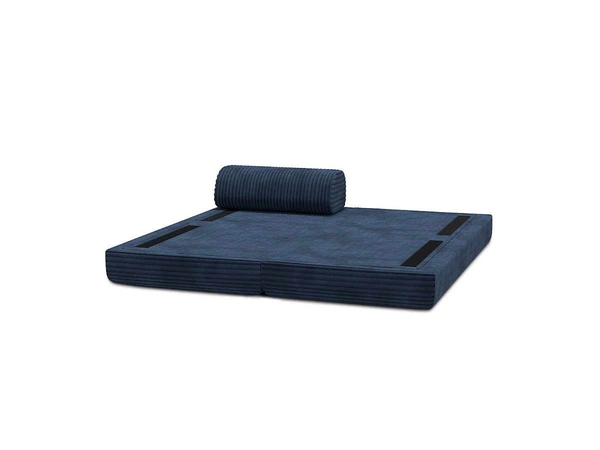 Méridienne modulable et convertible - Velours côtelé XL - Bleu