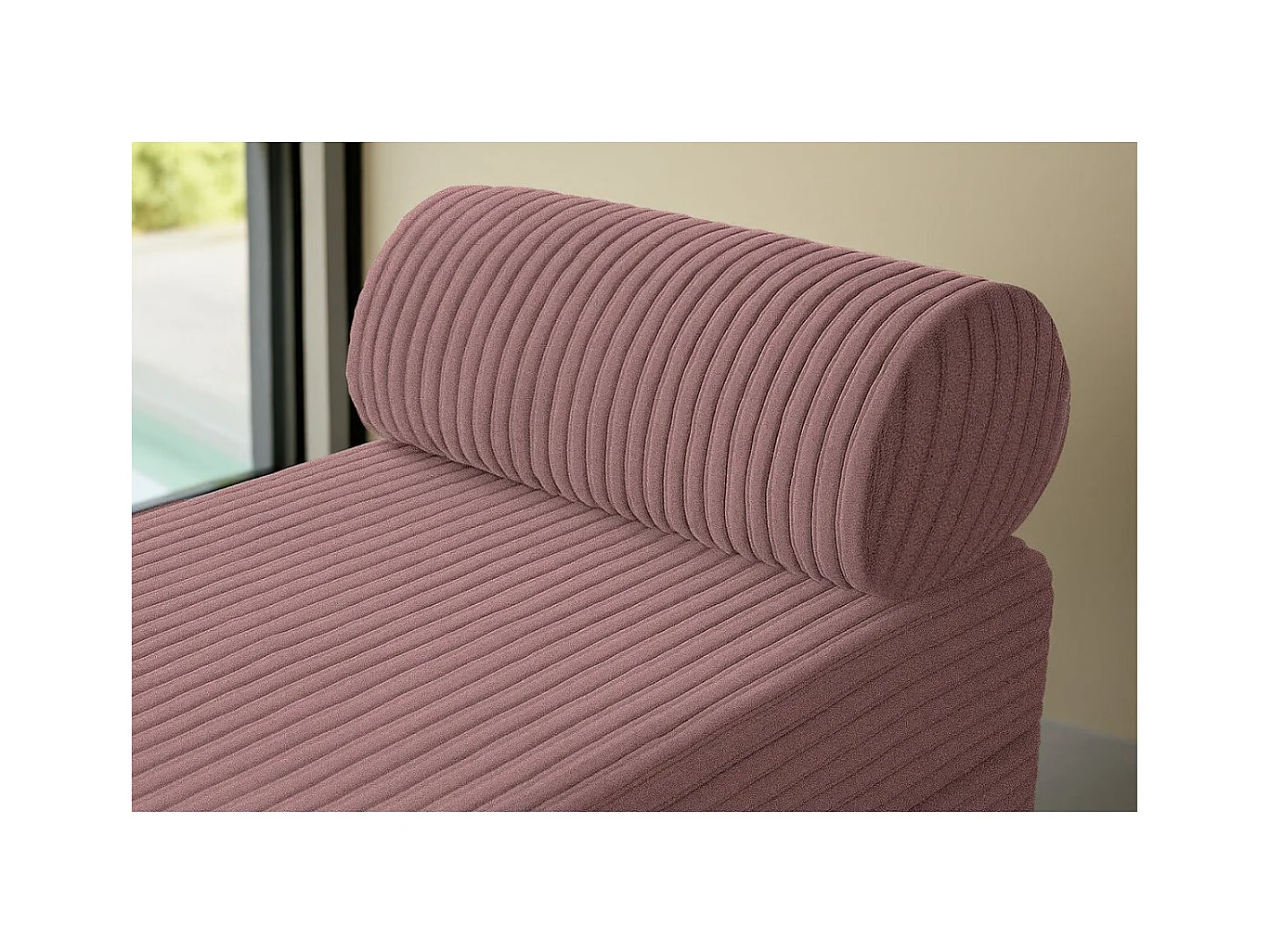 Méridienne modulable et convertible - Velours côtelé XL - Rose