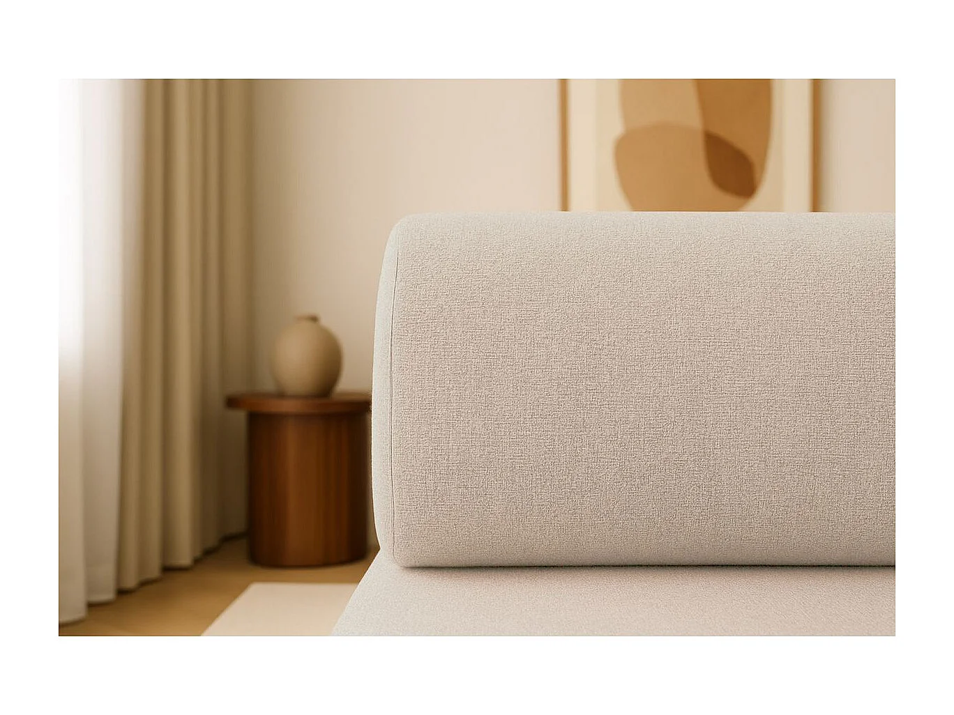 Méridienne modulable et convertible - Tissu lisse - Beige