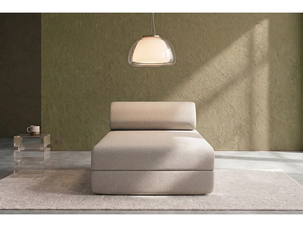 Méridienne modulable et convertible - Tissu lisse - Beige