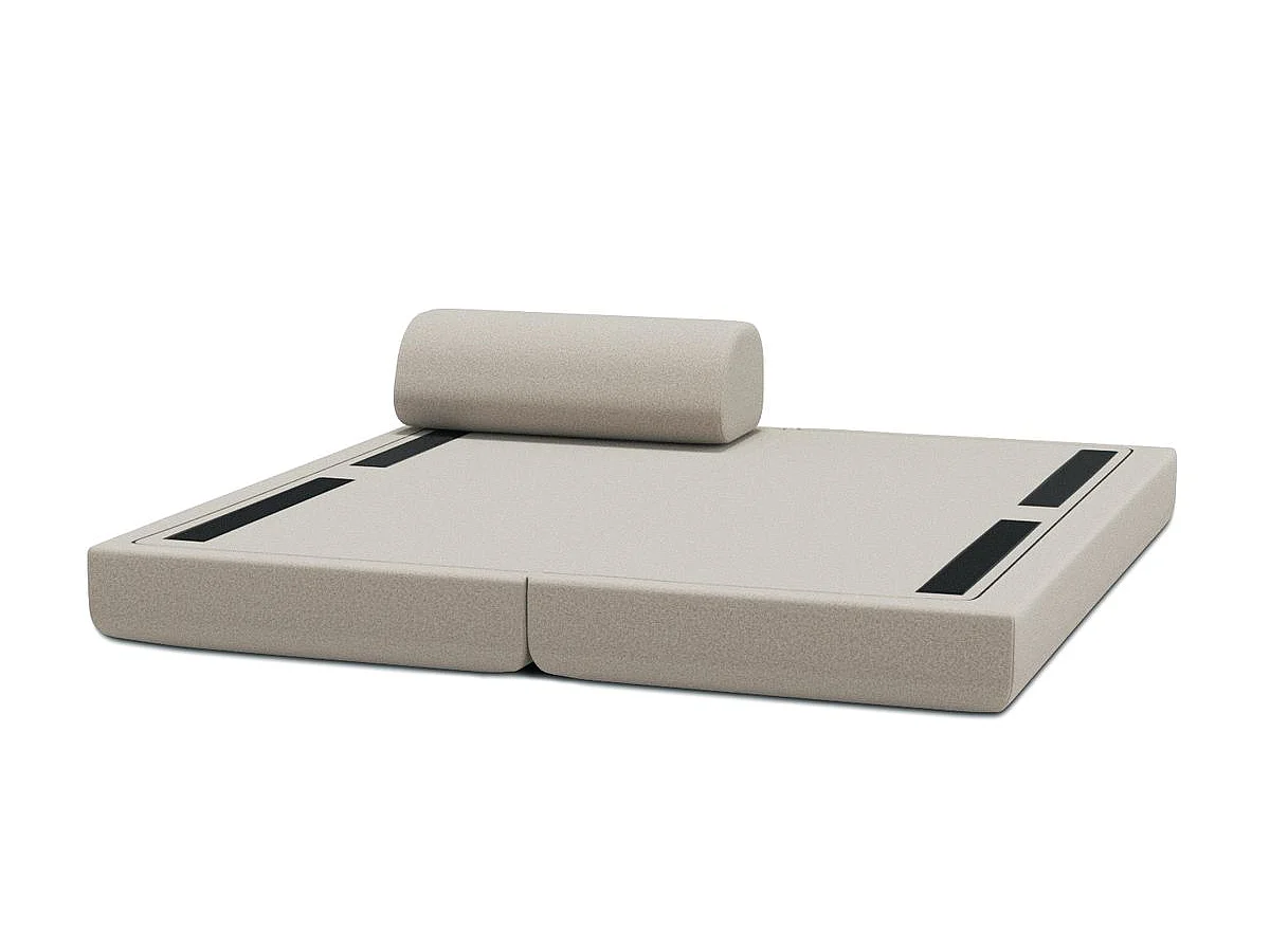Méridienne modulable et convertible - Tissu lisse - Beige