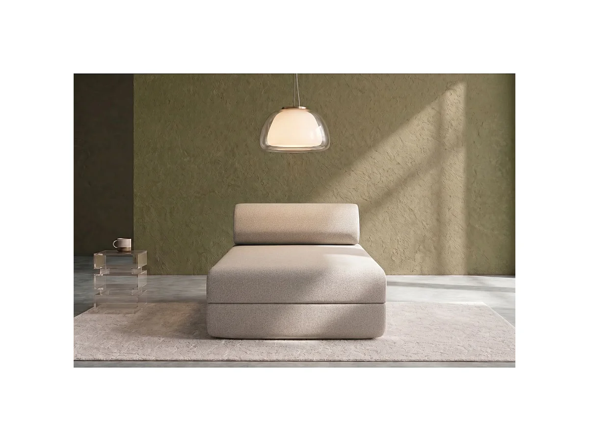 Chaise longue convertible en tejido liso de color beige.