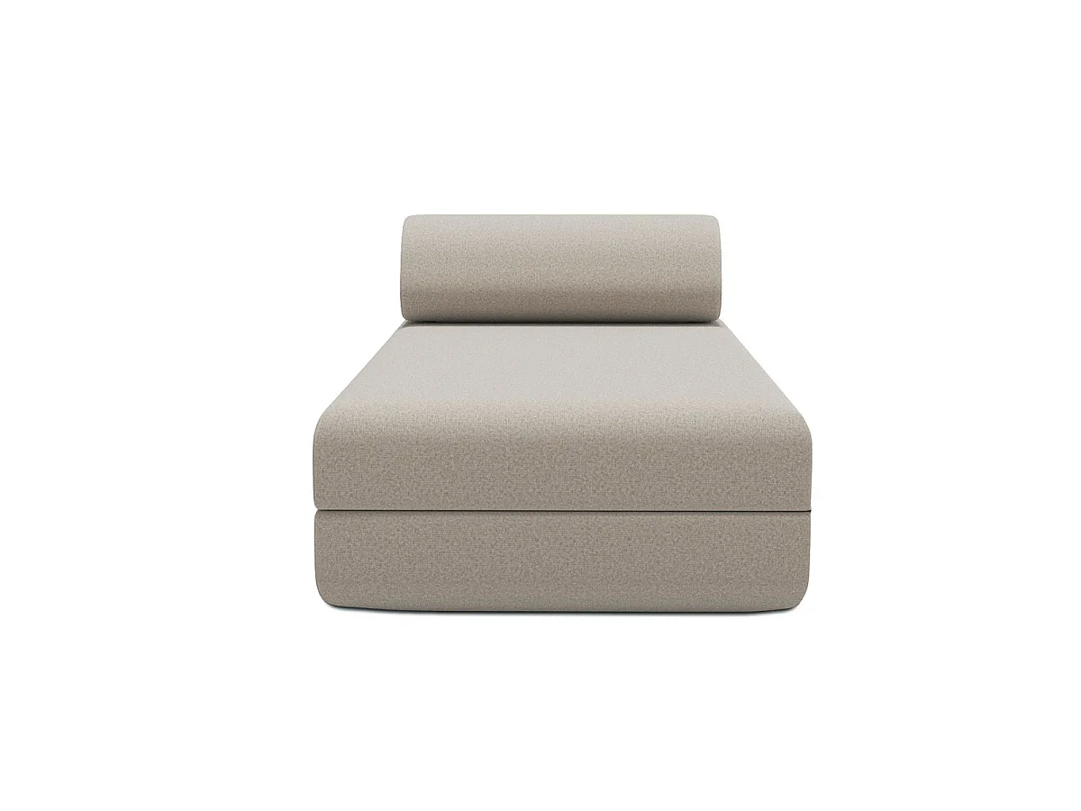 Chaise longue convertible en tejido liso de color beige.