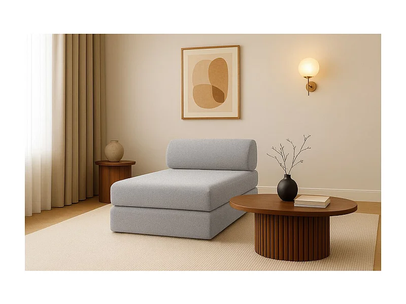 Méridienne modulable et convertible - Tissu lisse - Gris clair